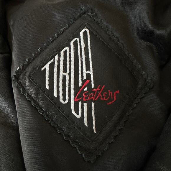 Vintage Leather Jacket Tibor Leathers Black Coat Women's Petite Size Large - Picture 4 of 11